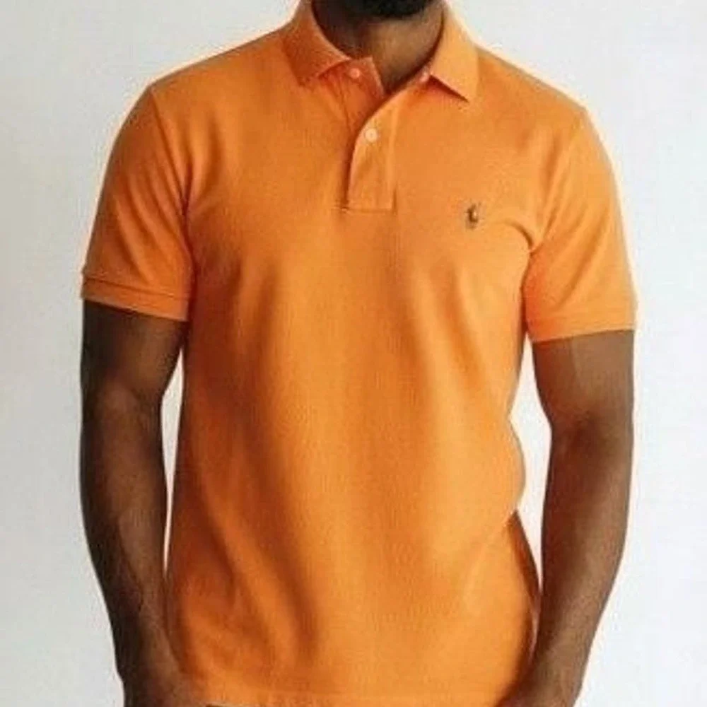 Polo Ralph Lauren Men's Orange Pima Cotton Short Sleeve Polo Shirt Medium